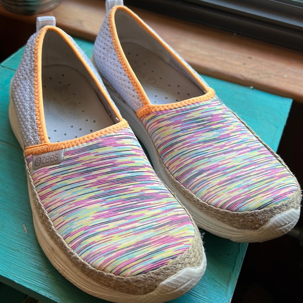 Bzees Multicolor Slip-On Sneakers with Orange Trim